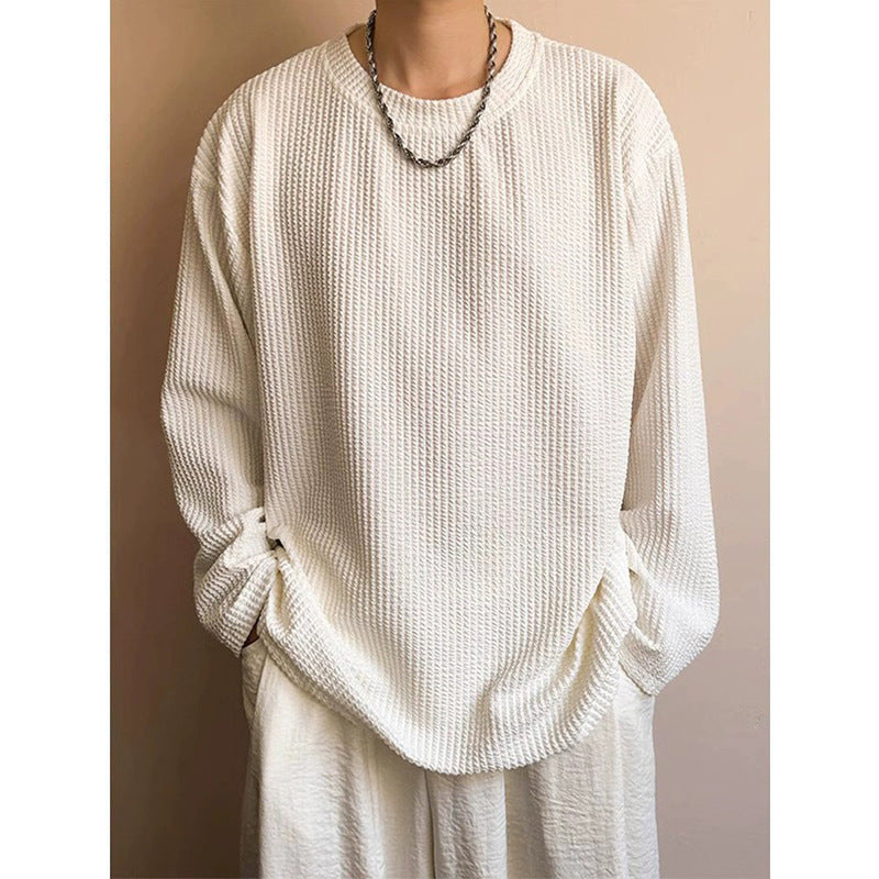 Fashion Men's Black Round Neck Loose Sweatshirt