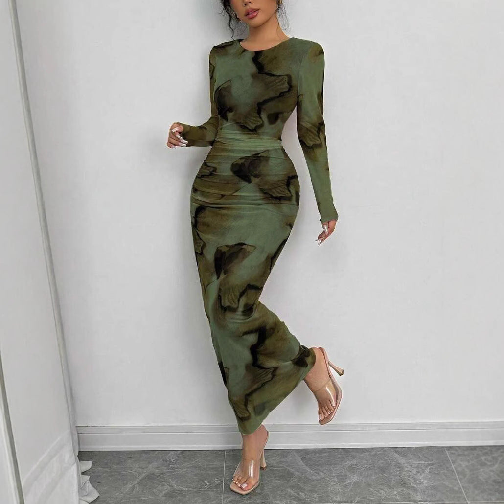 Elegant Graceful Double Layer Round Collar Gauze Dress Long