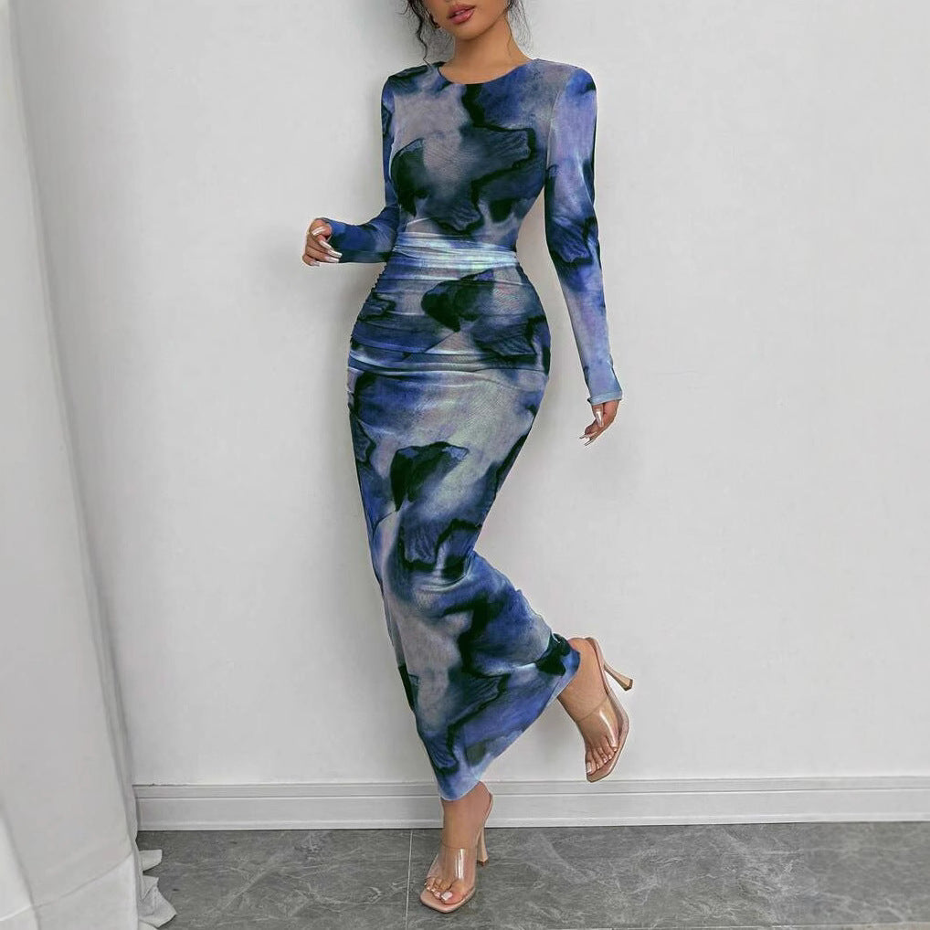 Elegant Graceful Double Layer Round Collar Gauze Dress Long