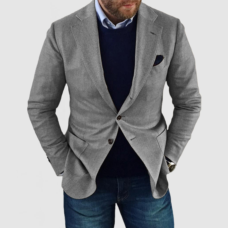 Printed Double Buckle Men's Plus Size Suit Coat