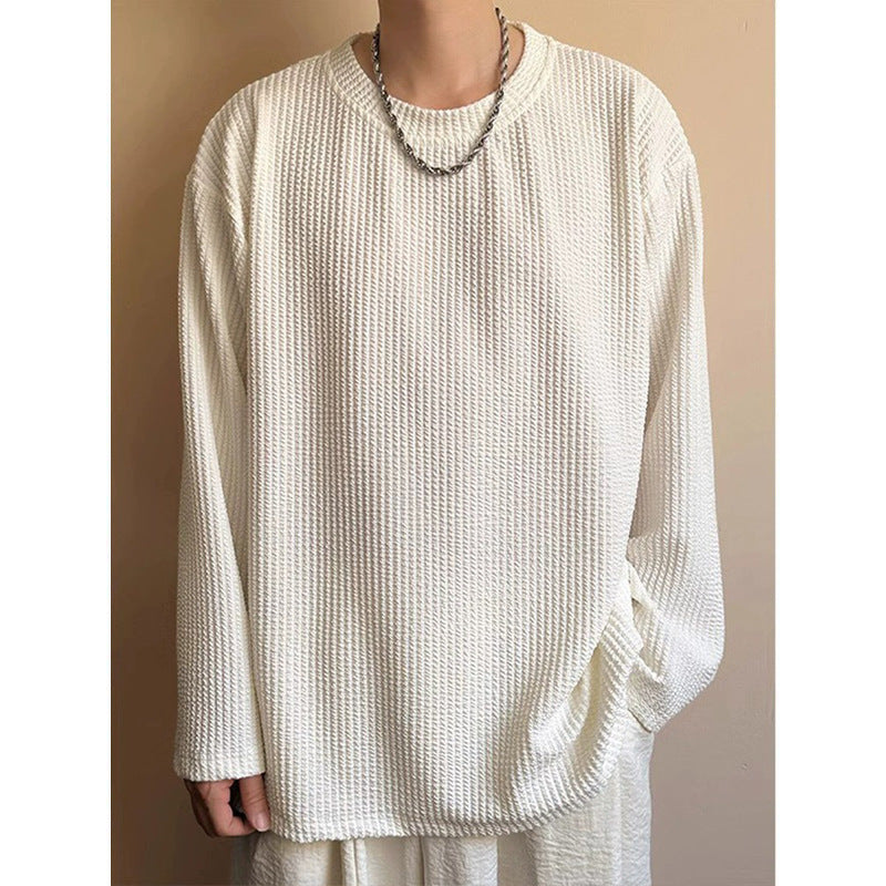 Fashion Men's Black Round Neck Loose Sweatshirt