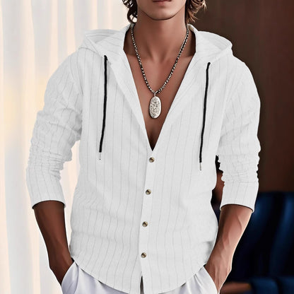 Slim-fit Hood Cardigan Casual Shirt Men