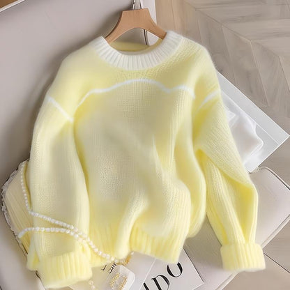 Lemon Yellow Loose Long-sleeved Sweater Sweater