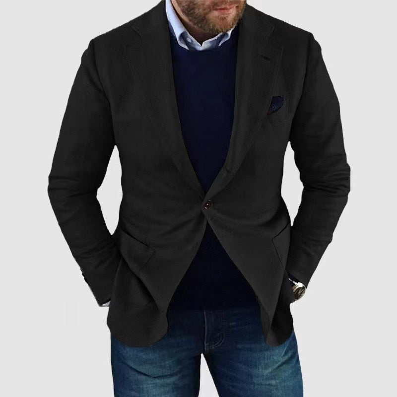 Printed Double Buckle Men's Plus Size Suit Coat