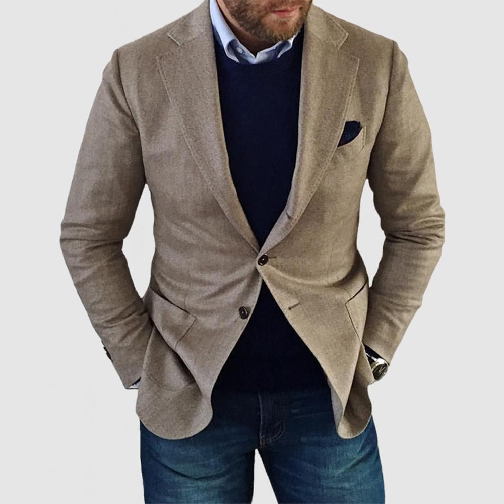 Printed Double Buckle Men's Plus Size Suit Coat